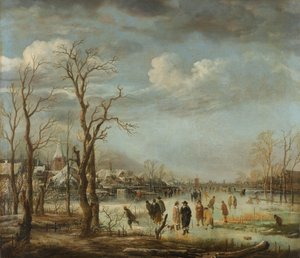 Kışın nehir manzarası, 1630-60 by Aert van der Neer