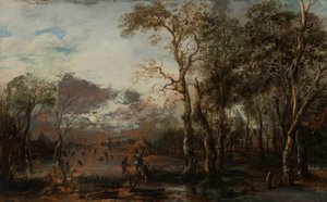 Avcı/Kış Manzarası ile Ormanlık Peyzaj by Aert van der Neer