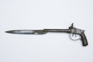 Çift namlulu vurmalı tabanca, c.1840 (çelik, pirinç ve boynuz) by African