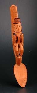 Bir kaşık şaftına oturan Avrupalı bir adam figürü, Güney Doğu Afrika, 19. yüzyılın sonlarında (ahşap) by African