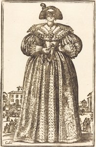 maskeli asil kadın by After Jacques Callot