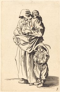Anne ve Üç Çocuk by After Jacques Callot