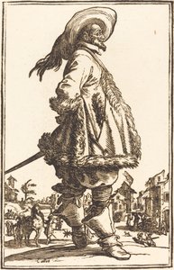 Ellerini Arkasında Tutarak Kürkle Kesilmiş Mantolu Asil Adam by After Jacques Callot