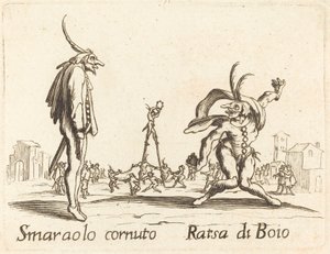 Smaralo Cornuto ve Ratsa di Boio by After Jacques Callot