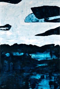 Başka bir yerde, 2018 (akrilik, tuval üzerine mürekkep) by Agnes Girardon