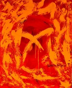 Kırmızı 1, 2014 (tuval üzerine yağlı boya ile karışık teknik) by Agnes Girardon