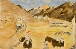 Yolculuk, Langtang, 2015, kağıt üzerine suluboya by Agnes Girardon