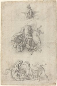 Phaethon'un Düşüşü by Agnolo Bronzino or Giulio Clovio after Michelangelo