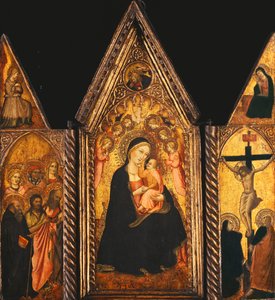 Madonna ve Melekler Tahtında Çocuk ile Taşınabilir Üç Parça,