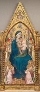 Madonna ve Çocuk On İki Melek ve Kutsayan Mesih ile Taht Edildi [orta panel] by Agnolo Gaddi