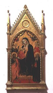 Azizler ile Madonna del Latte (panelde tempera) by Agnolo Gaddi