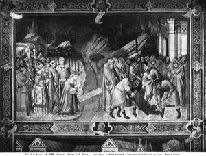 Sheba Kraliçesi Haçı Seviyor ve Süleyman Haç Kirişlerinden Birini Gömüyor by Agnolo Gaddi
