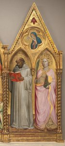 Aziz Bernard ve İskenderiyeli Aziz Catherine, Müjde Bakiresi ile [sağ panel] by Agnolo Gaddi