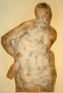 Sütundaki İsa (kağıt üzerinde tebeşir) by Agnolo Bronzino