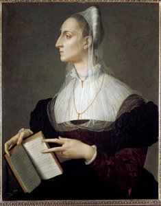 Petrarch'ın sonelerini okuyan İtalyan şair Laura Battiferri'nin portresi (panelde yağlı boya by Agnolo Bronzino