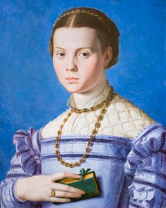 Elinde kitap olan bir kızın portresi, muhtemelen Giulia di Alessandro de Medici by Agnolo Bronzino