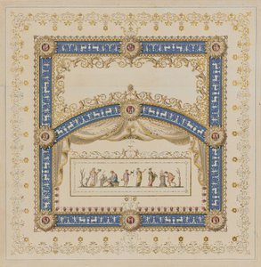 Frizlerde tanrıların merkezi sahneleri ile Antik tarzda tavan tasarımları by Agostino (attr.) Brunias