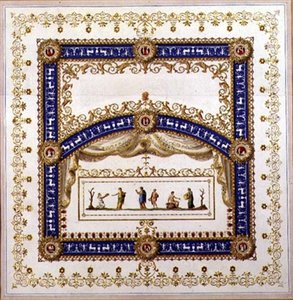 Neo-Klasik tavan için tasarım (suluboya, guaj, kalem ve mürekkep ve kağıt üzerine altın varak) by Agostino (attr.) Brunias
