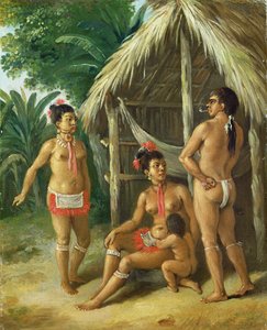 Bir Kulübenin Dışında Leeward Adaları Carib Ailesi, c.1780