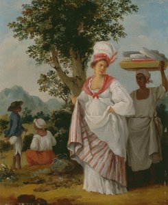 Bir Batı Hint Creole Kadını, Siyah Hizmetkarının Katıldığı, ca. 1780. by Agostino Brunias