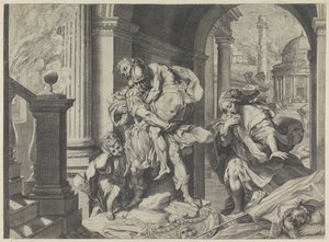 Aeneas ailesiyle birlikte Truva