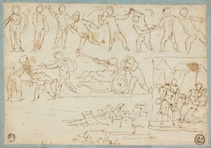 Putti Frizi, Lut ve Kızlarının Eskizleri, Binaların Eskizleri by Agostino Carracci