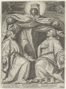 Mary bir kardeşliğin üyelerini koruyor by Agostino Carracci