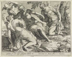 Merkür ve Güzeller by Agostino Carracci