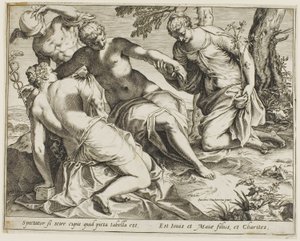 Merkür ve Güzeller by Agostino Carracci