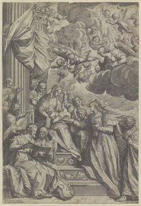 Aziz Catherine'in Mistik Evliliği by Agostino Carracci