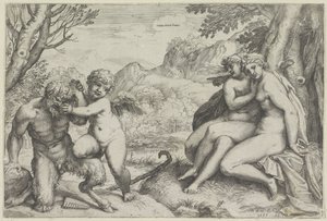 Aşk her şeyi fetheder (nesnedeki başlık) by Agostino Carracci