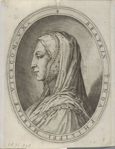 Tendalı Portret van Beatrice by Agostino Carracci