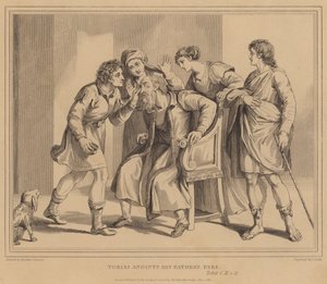 Tobias, Babasının Gözleri Tobit'i meshediyor by Agostino Carracci