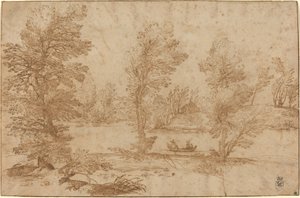 Tekne ile Woodland Nehri by Agostino Carracci