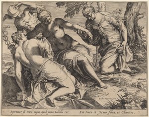 Merkür ve Üç Güzeller by Agostino Carracci after Jacopo Tintoretto