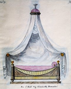 Agostino Fantastici tarafından tasarlanan ve tasarlanan marangoz ve çilingir işlerinden Bay Brancadori için sayvanlı yatak, el yazması 3, levha 4 (1782-1845) by Agostino Fantastici