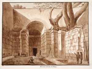Albano Gölü Emissarium, 1833 (kahverengi yıkama ile aşındırma) by Agostino Tofanelli