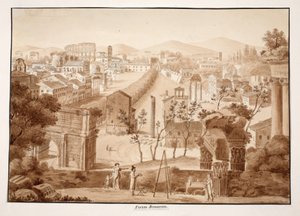 Forum Romanum, 1833 (kahverengi cilalı dağlama) by Agostino Tofanelli
