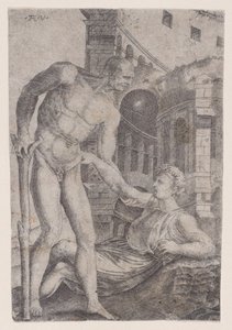 Bir Başkasının Ayaklarına Yardım Eden Adam, ca. 1514-36. by Agostino Veneziano
