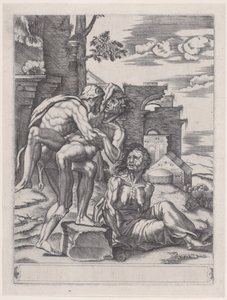 1533 tarihli Herkül ve Antaeus, 1533 tarihli. by Agostino Veneziano