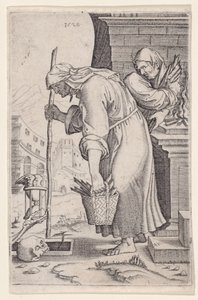Mezara Yaklaşan Yaşlı Kadın, 1528 tarihli. by Agostino Veneziano