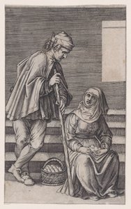 Köylü ve Yumurtalı Kadın, yak. 1514-36. by Agostino Veneziano