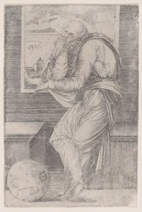Bir Pencerenin Yanında Oturan Filozof, yaklaşık. 1514-36., yakl. 1514-36. by Agostino Veneziano