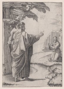 Aziz Paul ve Fransisken Keşiş, 1517 tarihli. by Agostino Veneziano
