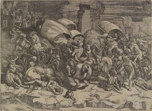 Scipio Africanus ve Kartacalılar Savaşı ("La bataille au cutelas") by Agostino Veneziano