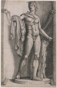 Roma ihtişamının aynası: Apollo Belvedere, yaklaşık. 1514-36, yaklaşık 1514-36. by Agostino Veneziano