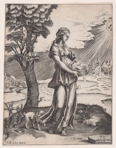 Cumaean Sibyl, 1516 tarihli. by Agostino Veneziano