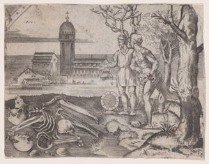 Bir Mezarlıkta İki Adam, ca. 1514-36. by Agostino Veneziano