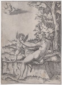 Venüs ve Eros, yaklaşık 1514-36. by Agostino Veneziano