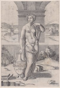 Vazonun Yanında Duran Kadın, ca. 1514-36. by Agostino Veneziano